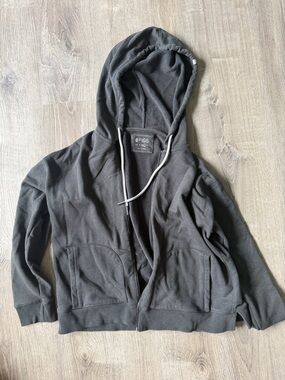 Figs Charcoal Gray Hooded Zip Jacket